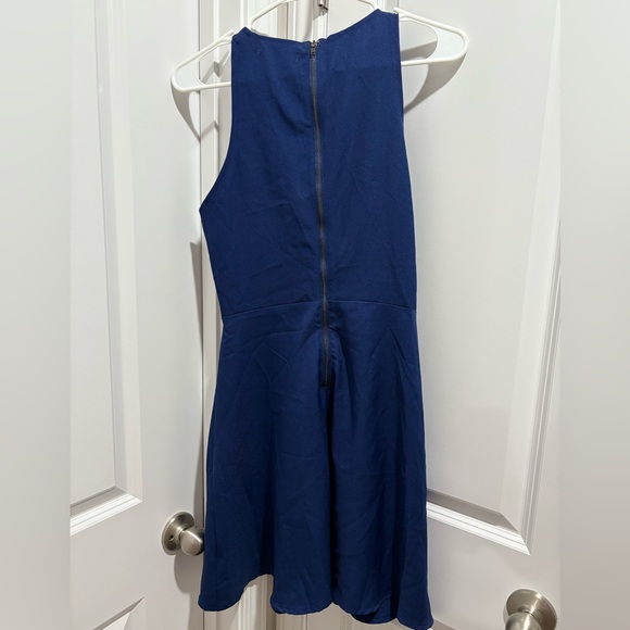 Ya Los Angeles Blue Silver Halter Sheath Mini Dress - Picture 2 of 3